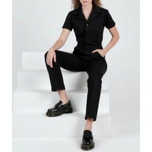 BIG BUD PRESS Short Sleeve Jumpsuit, Classic Black, XS (Petite)